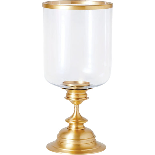 Estate Hurricane by Global Views in antique brass. Made from brass, glass in a traditional style.