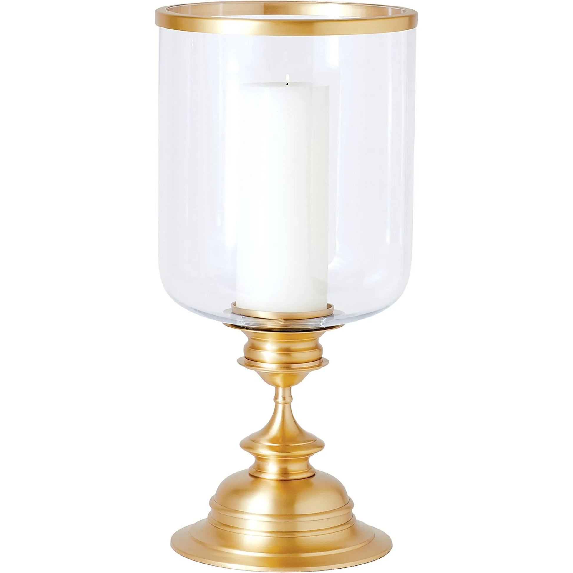 Estate Hurricane by Global Views in antique brass. Made from brass, glass in a traditional style.
