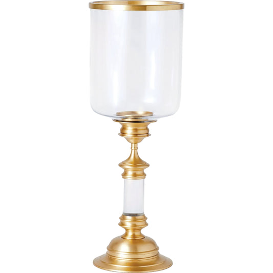 Estate Hurricane by Global Views in antique brass. Made from brass, glass in a traditional style.