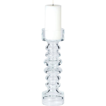 Glass Ribbed Candleholder by Global Views. Made from glass in a transitional style.