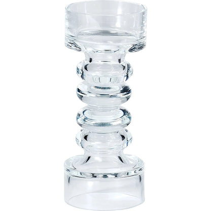 Glass Ribbed Candleholder by Global Views. Made from glass in a transitional style.