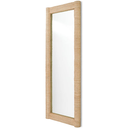 Vilmar Floor Mirror by Currey and Company in natural, mirror. Made from abaca rope, glass in a coastal style.