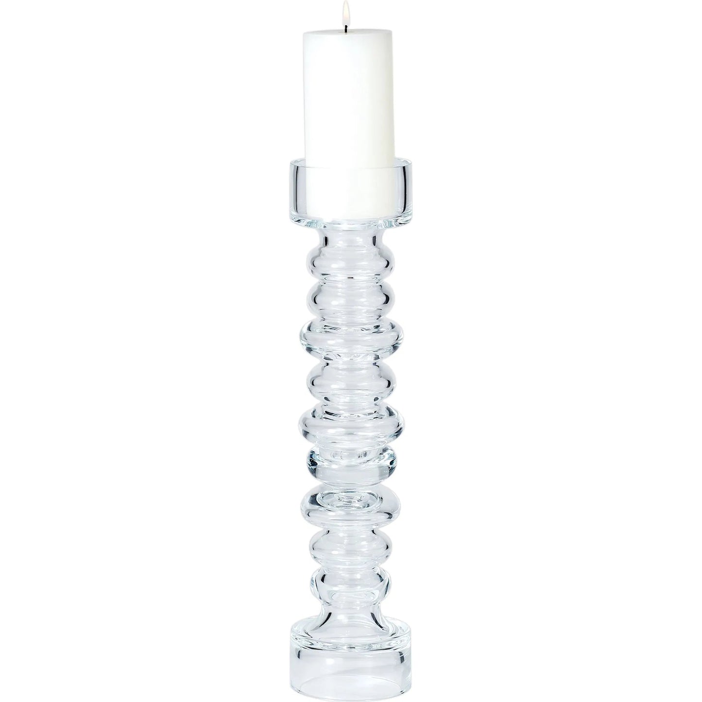 003 SR-701324 | Primary Silo | Glass Ribbed Candleholder by Global Views. Made from glass in a transitional style.