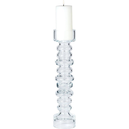 Glass Ribbed Candleholder by Global Views. Made from glass in a transitional style.