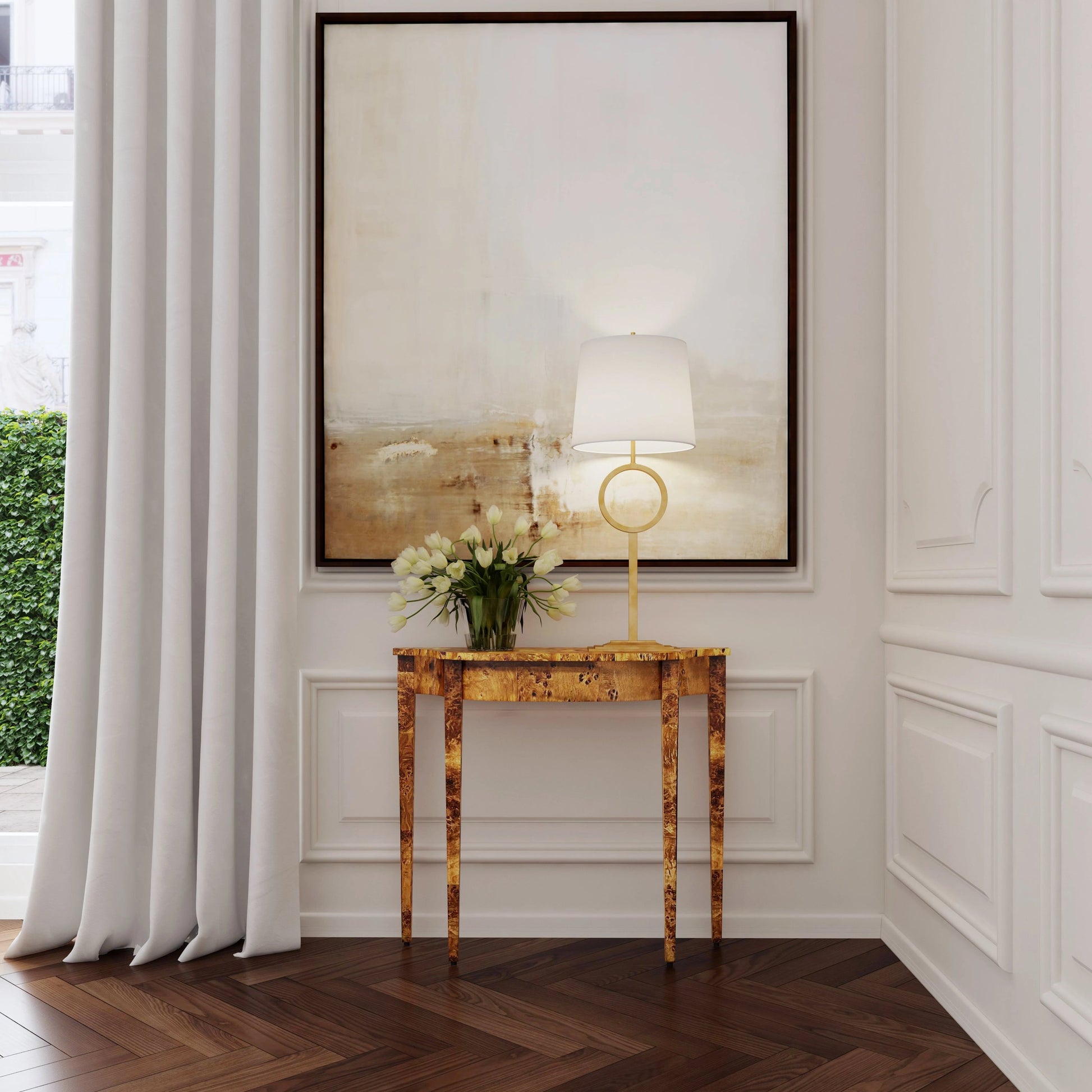 Chester 36" Burl Console Table by Butler Specialty Company. Made from rubberwood solids, mdf, burl wood veneer from cherry, maple in a transitional style.