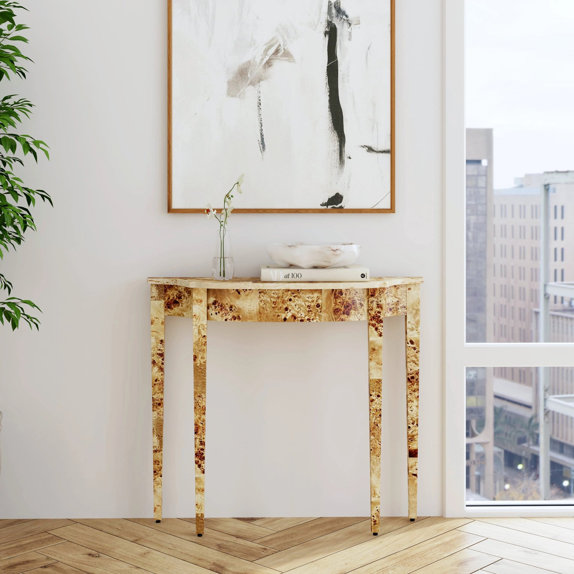 Chester 36" Burl Console Table by Butler Specialty Company. Made from rubberwood solids, mdf, burl wood veneer from cherry, maple in a transitional style.