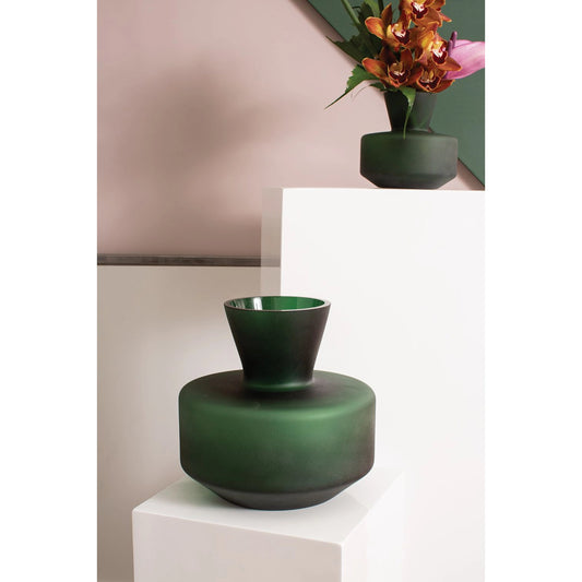 Sanford Vase by Accent Decor in dark-green. Made from glass in a modern style.