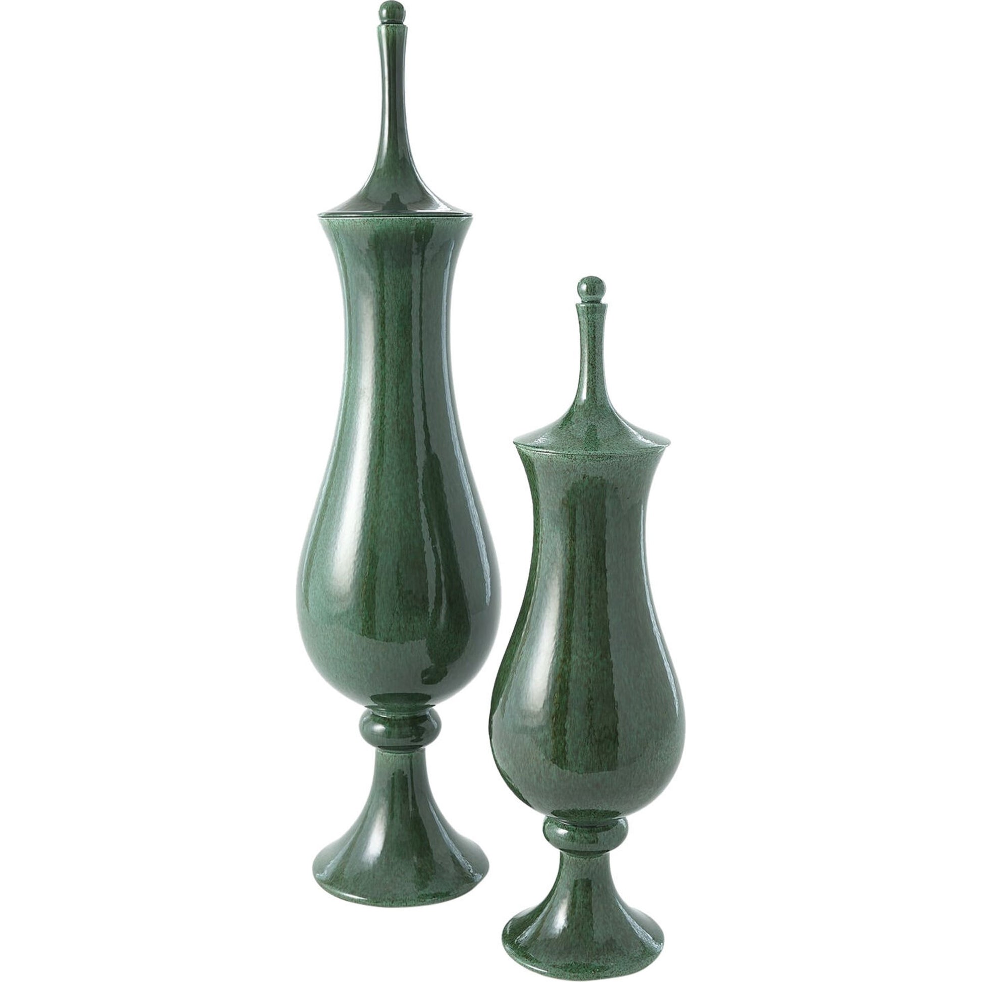 Tower Jar by Global Views in emerald. Made from ceramic in a transitional style.