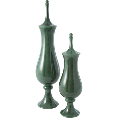Tower Jar by Global Views in emerald. Made from ceramic in a transitional style.