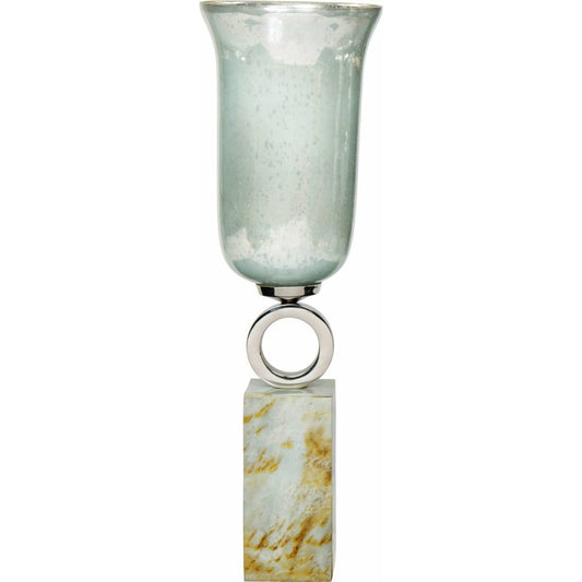 Pearlized Hurricane by Bradburn Home in pearlized blue. Made from glass, resin in a transitional style.