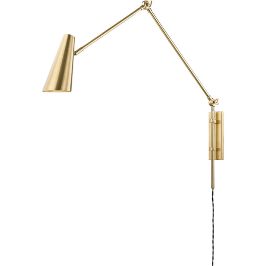 Lorne Wall Sconce W/ Plug by Hudson Valley. Made from brass in a modern style.