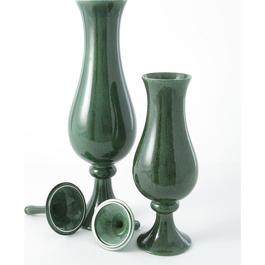 Tower Jar by Global Views in emerald. Made from ceramic in a transitional style.