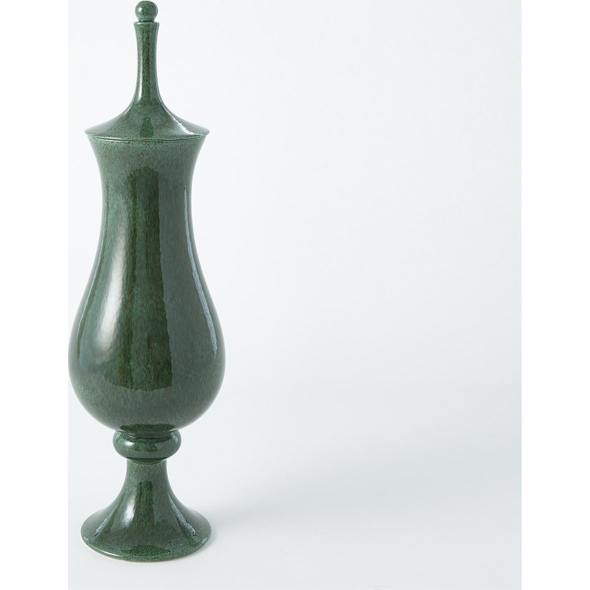 Tower Jar by Global Views in emerald. Made from ceramic in a transitional style.