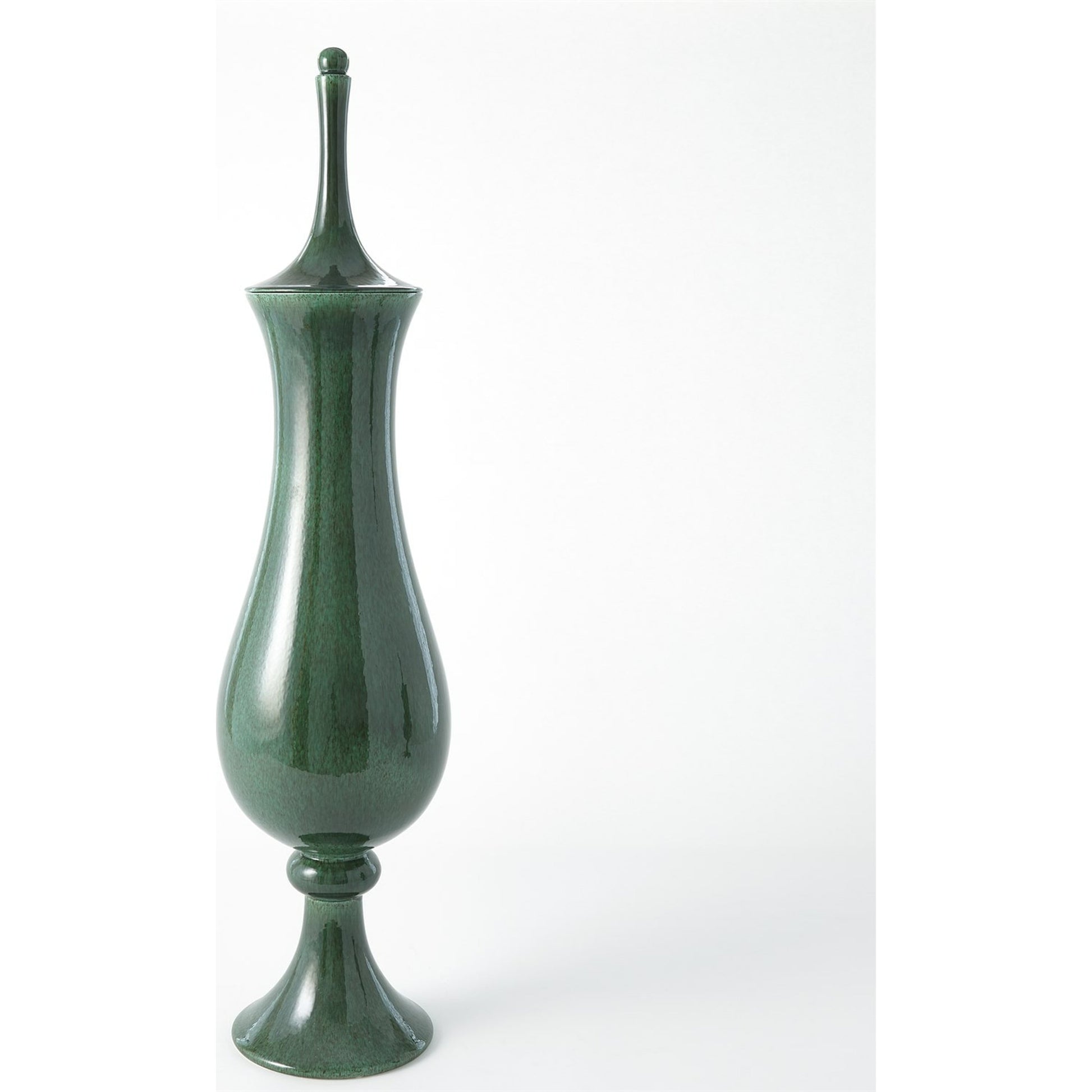 Tower Jar by Global Views in emerald. Made from ceramic in a transitional style.