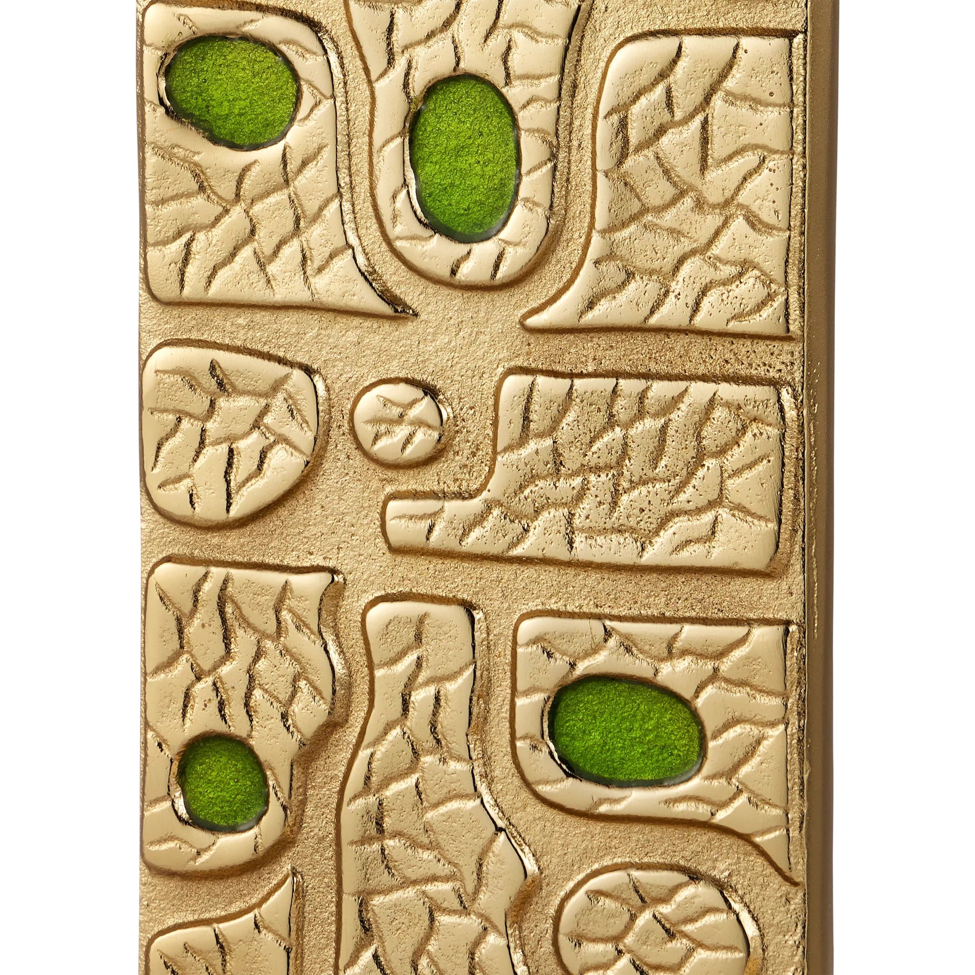 Beau Monde C Table by Currey and Company in gold, green. Made from cast aluminum, enamel in a modern style.