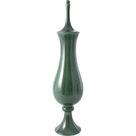 Tower Jar by Global Views in emerald. Made from ceramic in a transitional style.