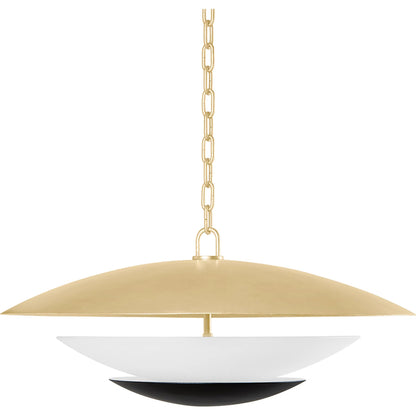 Adara Pendant by Corbett in vintage gold leaf and soft black. Made from steel in a modern style.
