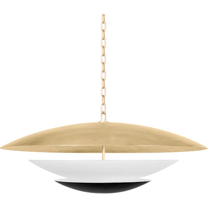 Adara Pendant by Corbett in vintage gold leaf and soft black. Made from steel in a modern style.