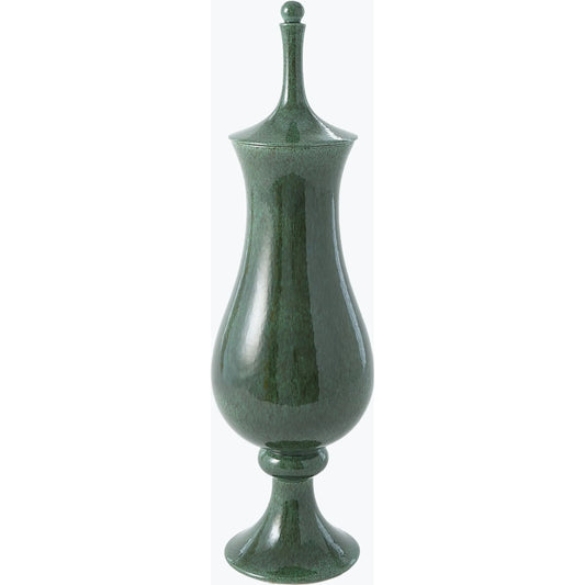 Tower Jar by Global Views in emerald. Made from ceramic in a transitional style.
