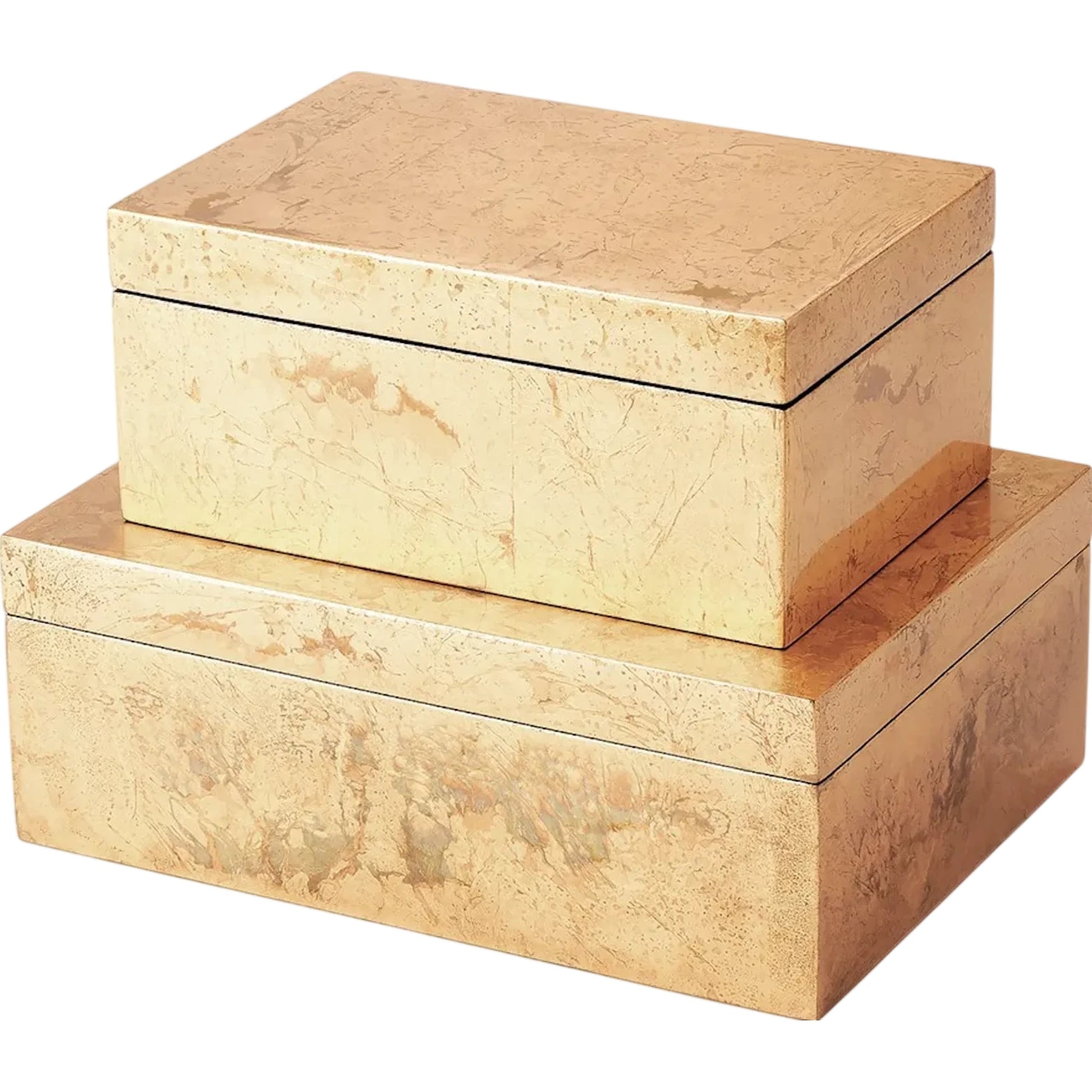 Luxe Leaf Box by Global Views in vietnamese lacquer, gold leaf. Made from mdf in a transitional style.