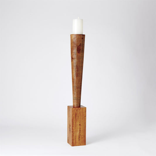 Bangou Floor Pillar Holder by Global Views in brown textured. Made from mango in a eclectic & global style.