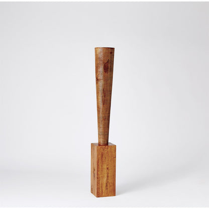Corot Floor Pillar Holder by Global Views in brown textured. Made from mango in a eclectic & global style.