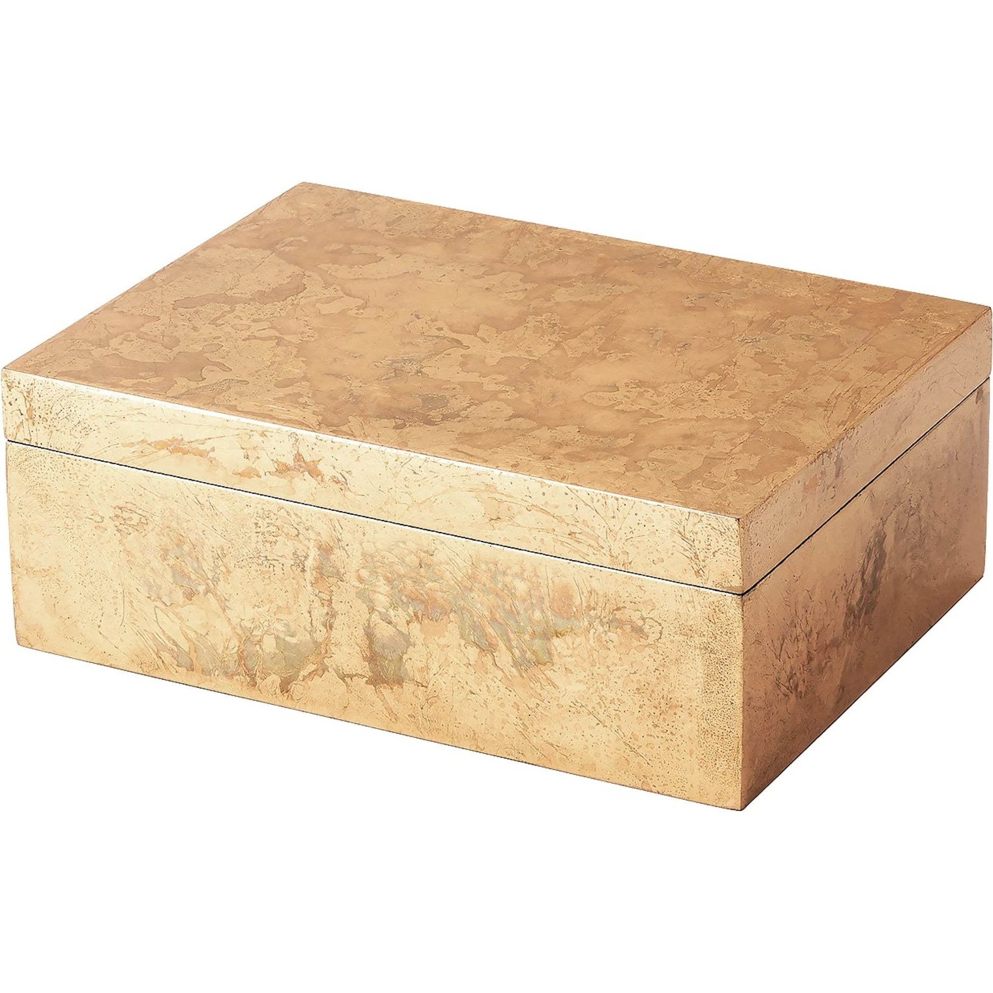 Luxe Leaf Box by Global Views in vietnamese lacquer, gold leaf. Made from mdf in a transitional style.
