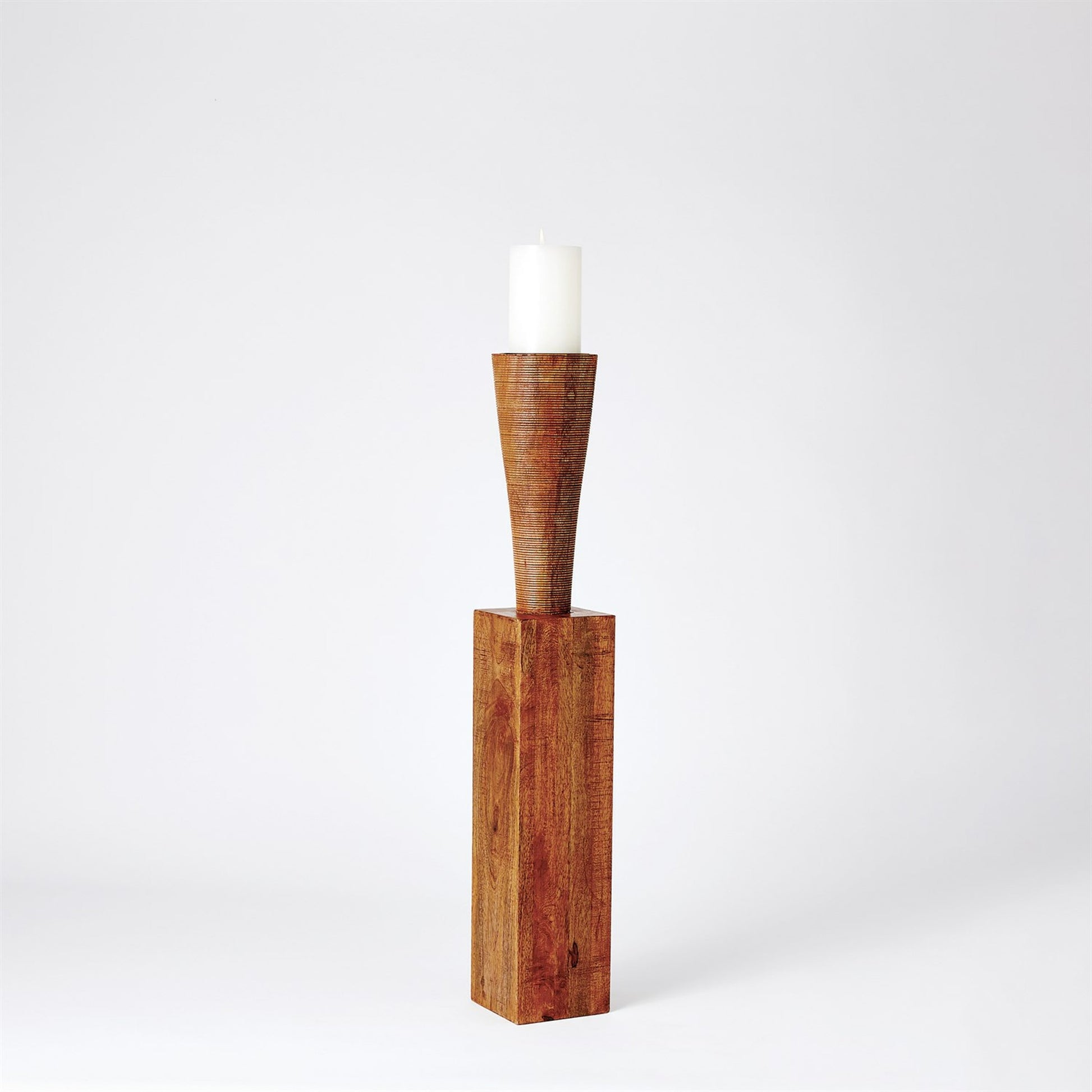 Bangou Floor Pillar Holder by Global Views in brown textured. Made from mango in a eclectic & global style.