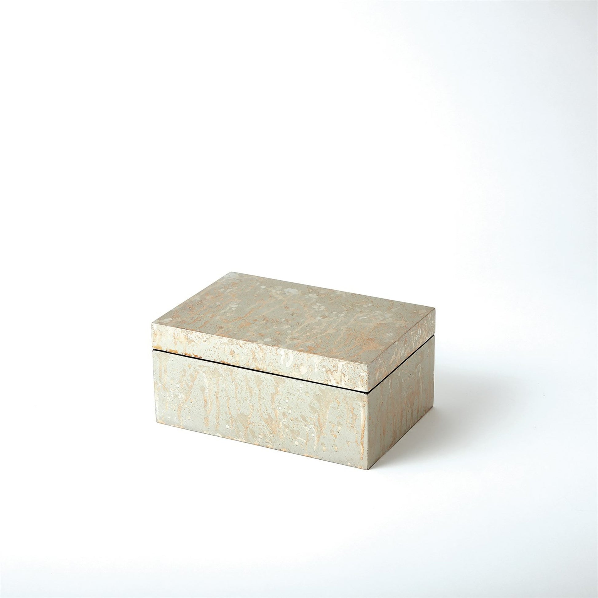 Leaf Box by Global Views in champagne, vietnamese lacquer. Made from mdf in a transitional style.