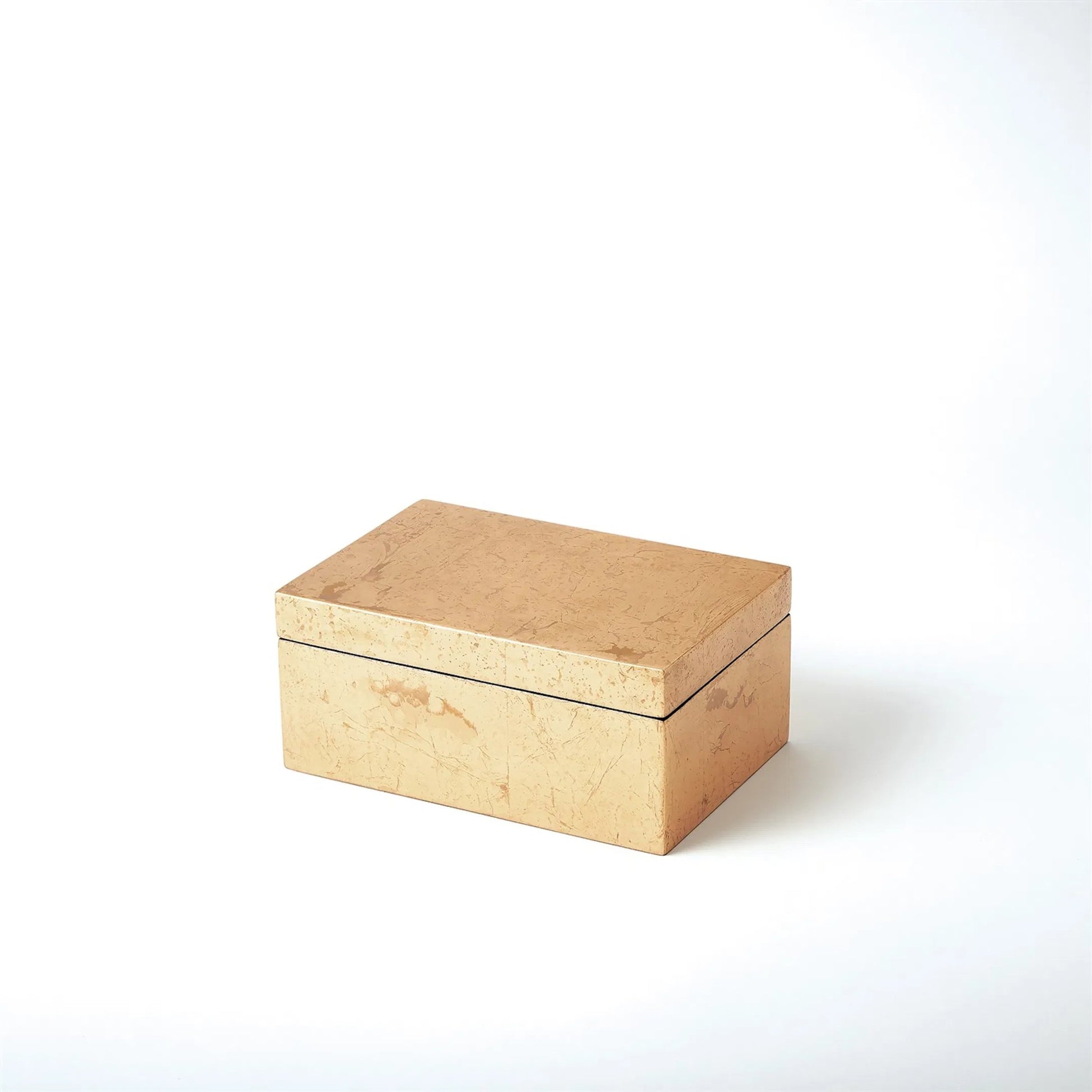 Luxe Leaf Box by Global Views in vietnamese lacquer, gold leaf. Made from mdf in a transitional style.