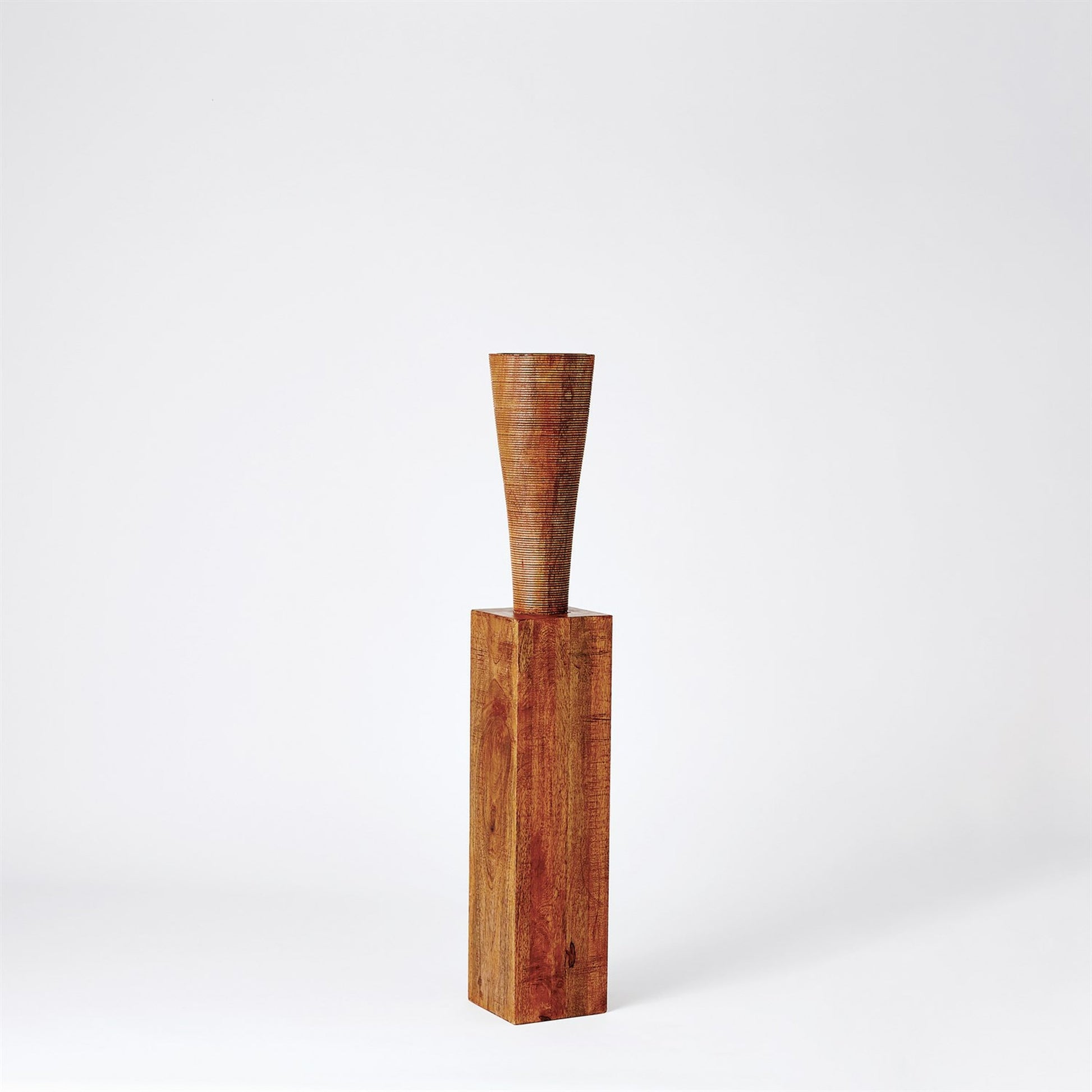 Corot Floor Pillar Holder by Global Views in brown textured. Made from mango in a eclectic & global style.