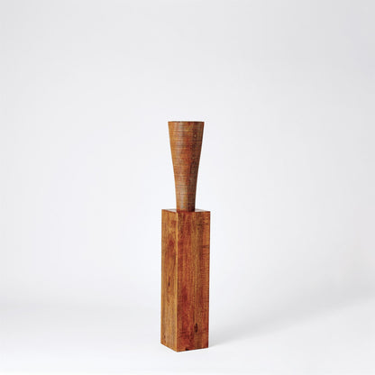 Corot Floor Pillar Holder by Global Views in brown textured. Made from mango in a eclectic & global style.