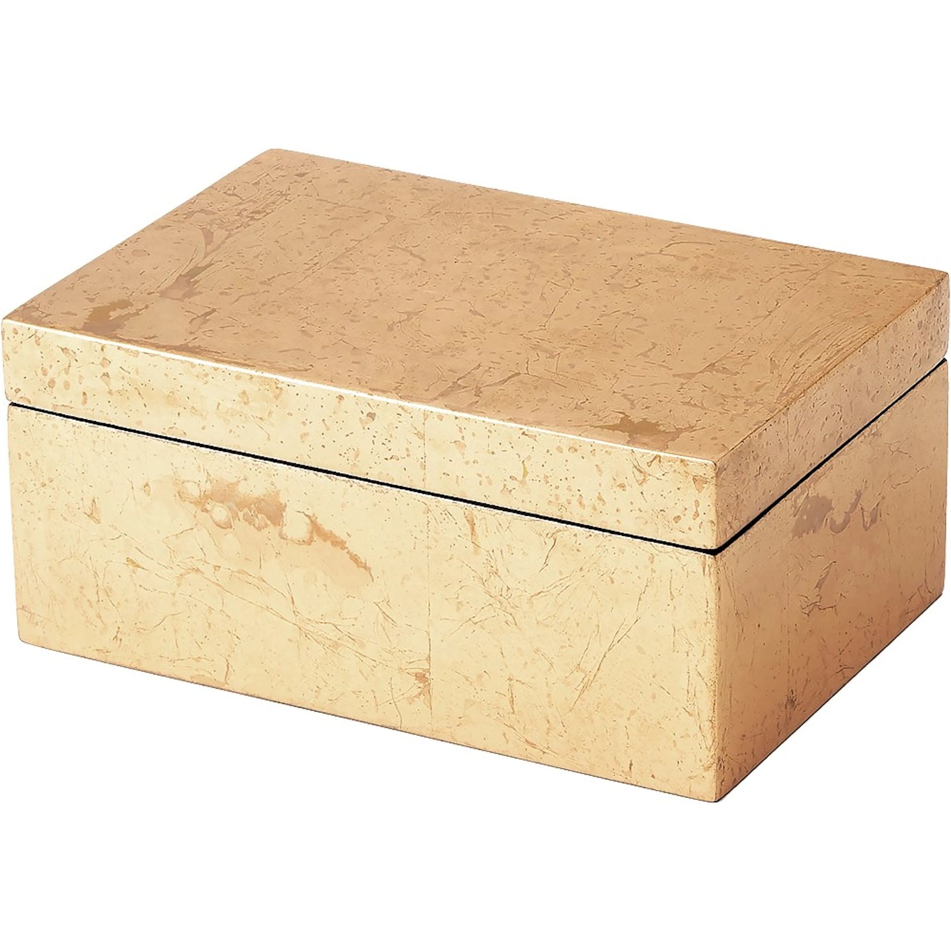 Luxe Leaf Box by Global Views in vietnamese lacquer, gold leaf. Made from mdf in a transitional style.
