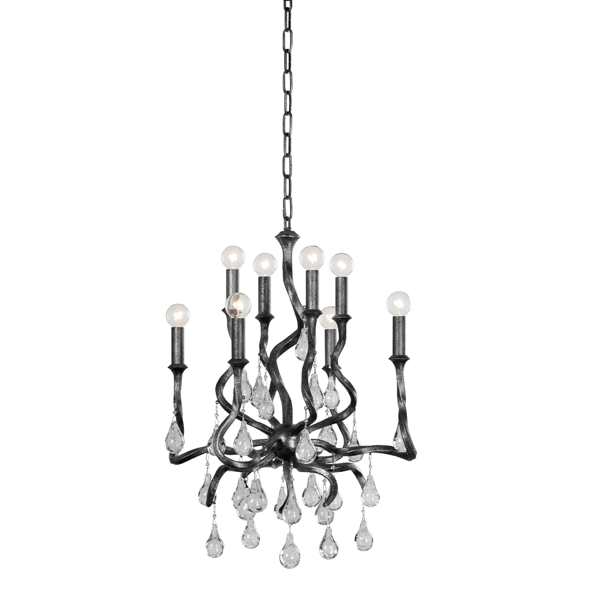 Aveline 8 Light Chandelier by Corbett. Made from steel in a modern style.