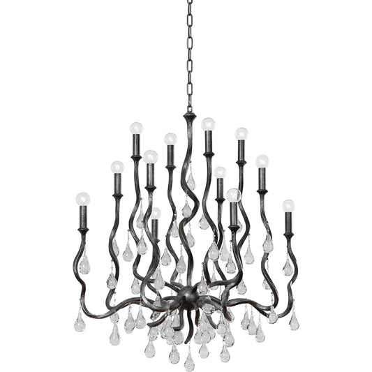 Aveline 12 Light Chandelier by Corbett. Made from steel in a modern style.