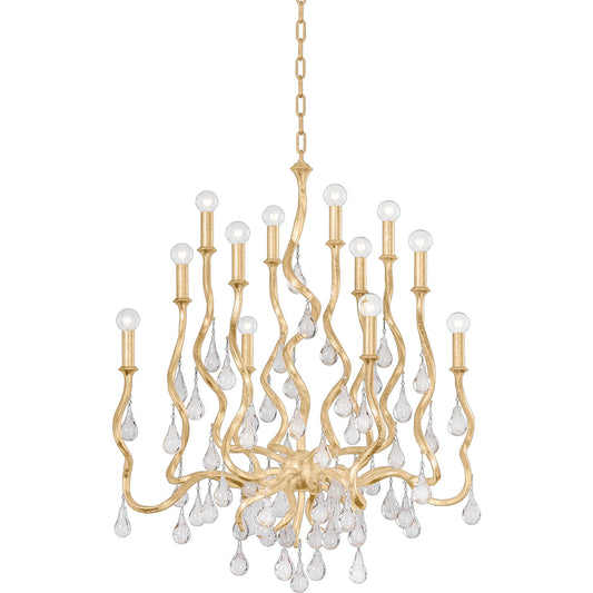 Aveline 12 Light Chandelier by Corbett. Made from steel in a modern style.