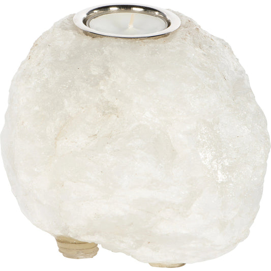 Quartz Tea Light by Bradburn Home in white. Made from quartz in a eclectic & global style.