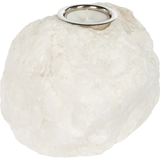 Quartz Tea Light by Bradburn Home in white. Made from quartz in a eclectic & global style.