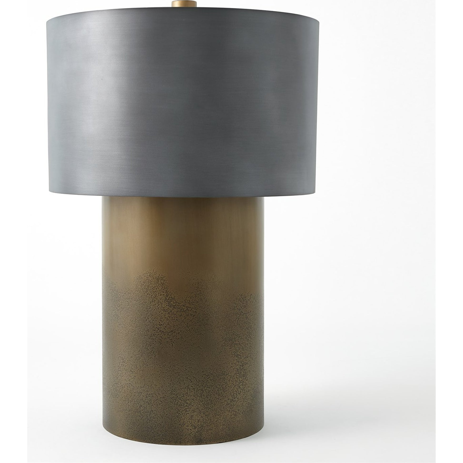 Tortoise Drum Lamp by Global Views in antique zinc, ombre brass. Made from unique in a eclectic & global style.