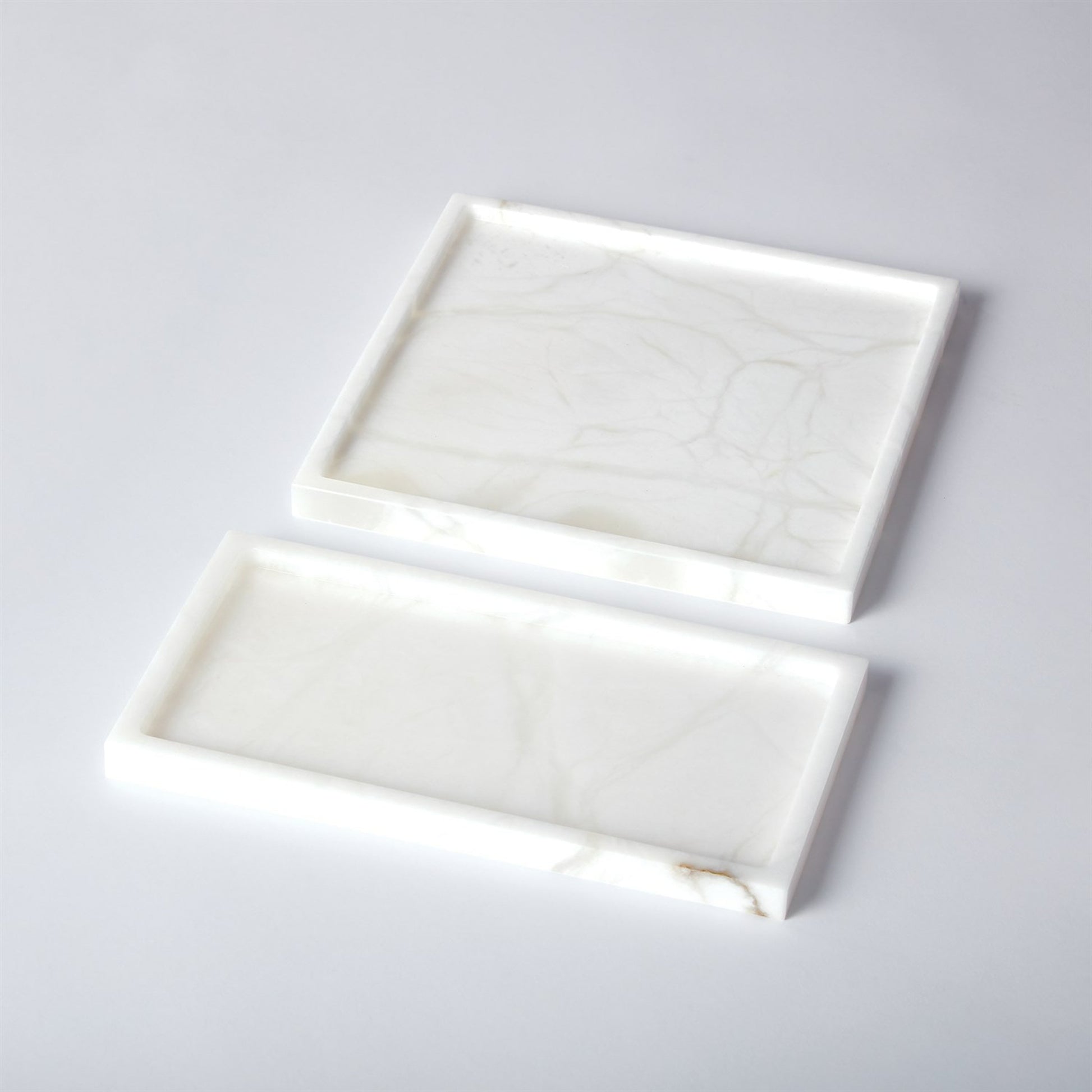 Alabaster Rectangular Plateau by Global Views. Made from alabaster in a modern style.