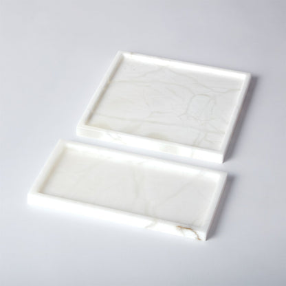Alabaster Rectangular Plateau by Global Views. Made from alabaster in a modern style.