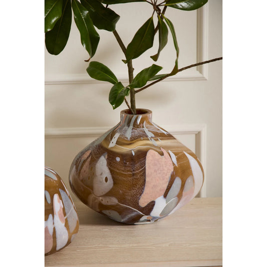 Color Theory Vase by Accent Decor in brown. Made from glass in a unique style.