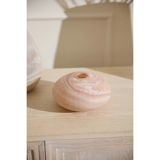 Gasparo Budvase by Accent Decor in light, pink. Made from glass in a unique style.
