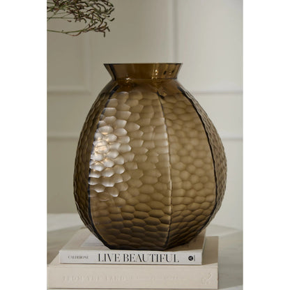 Discourse Vase by Accent Decor in brown. Made from glass in a unique style.