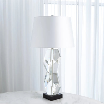 Facet Double Block Lamp by Global Views in double. Made from crystal, marble in a transitional style.