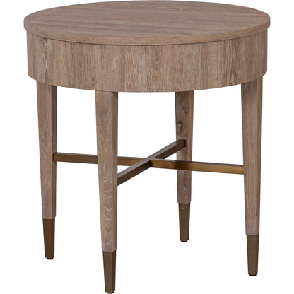 Fairfeild Chair La Jolla Round End Table by Fairfield Chair in brown and scrubbed oak. Made from high pressured laminate, solid wood in a unique style.