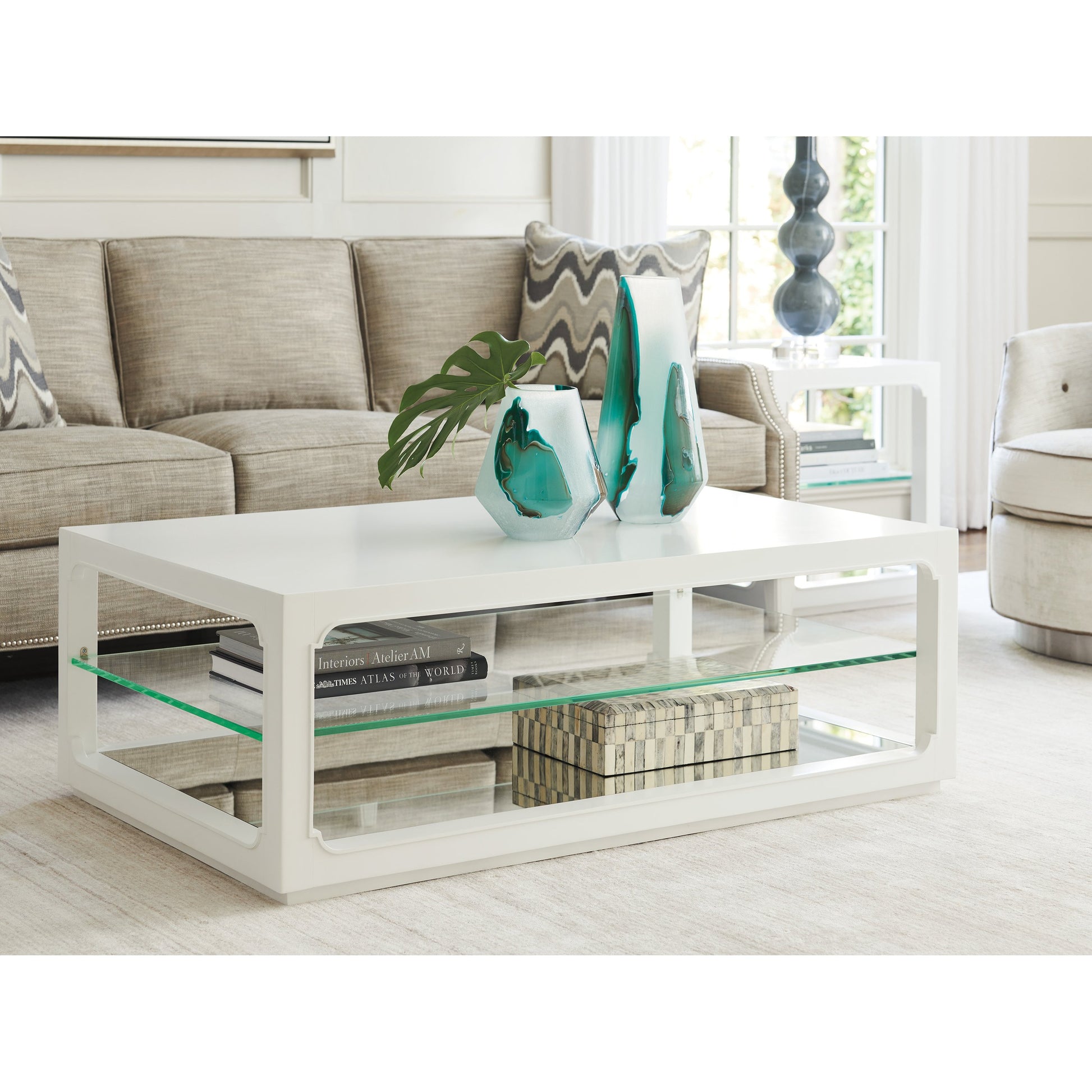 Glenwood Cocktail Table by Lexington in white. Made from unique in a transitional style.
