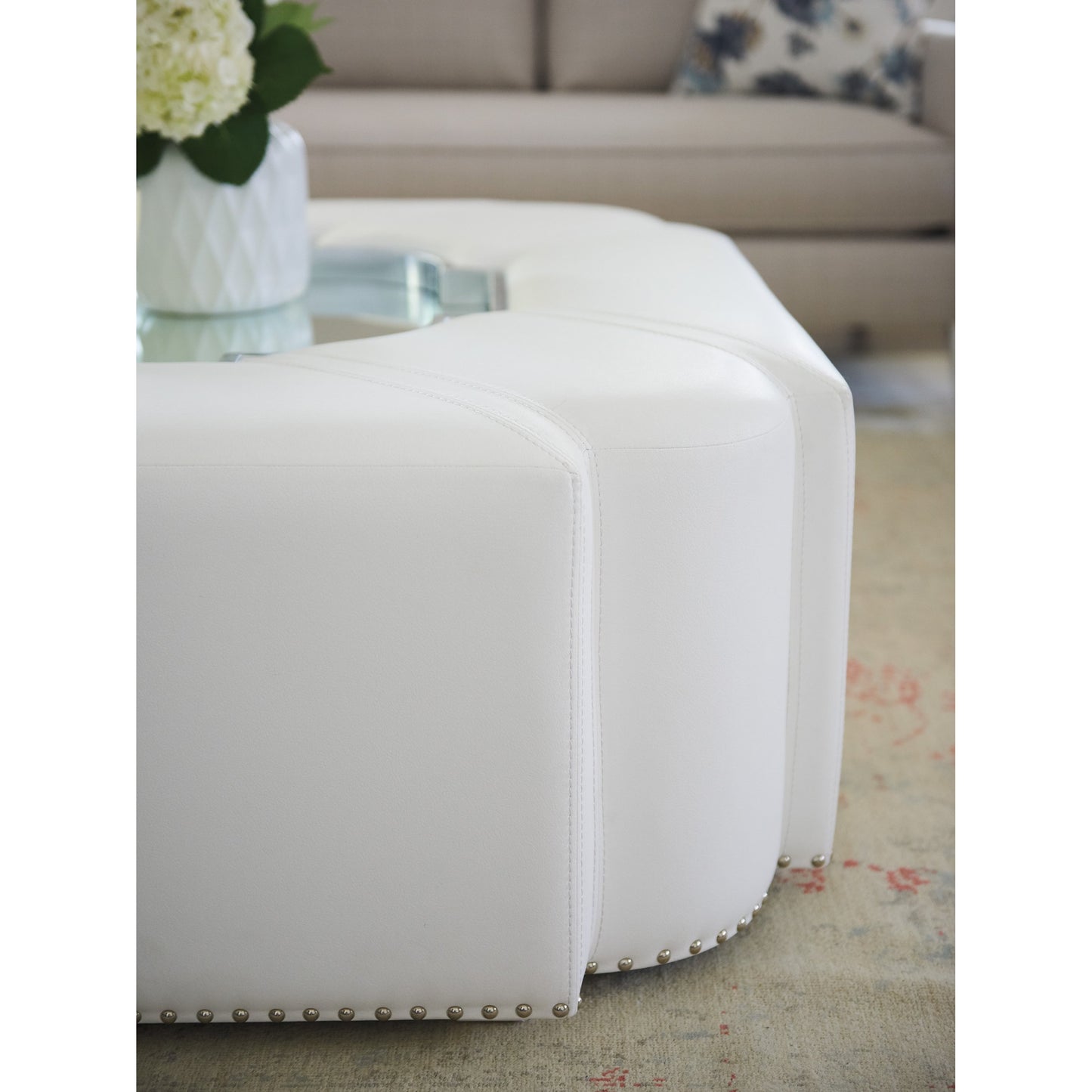008 SR-835261 | Lifestyle | Clarendon Upholstered Cocktail Table by Lexington in white. Made from unique in a transitional style.
