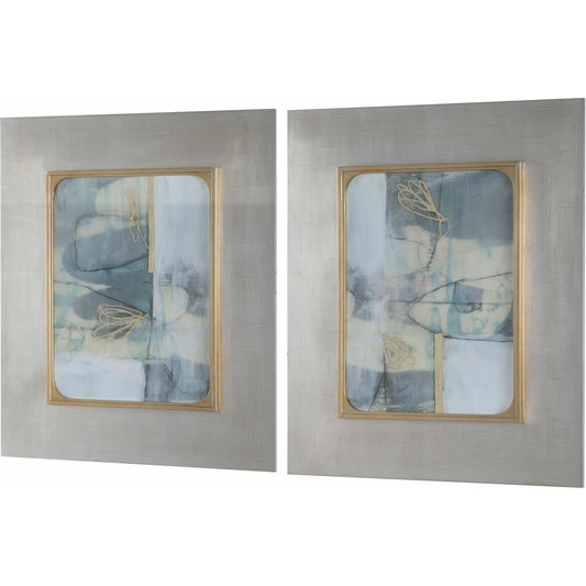 Gilded Whimsy Abstract Prints by Uttermost in multi. Made from mdf, glass, plywood, paper in a modern style.