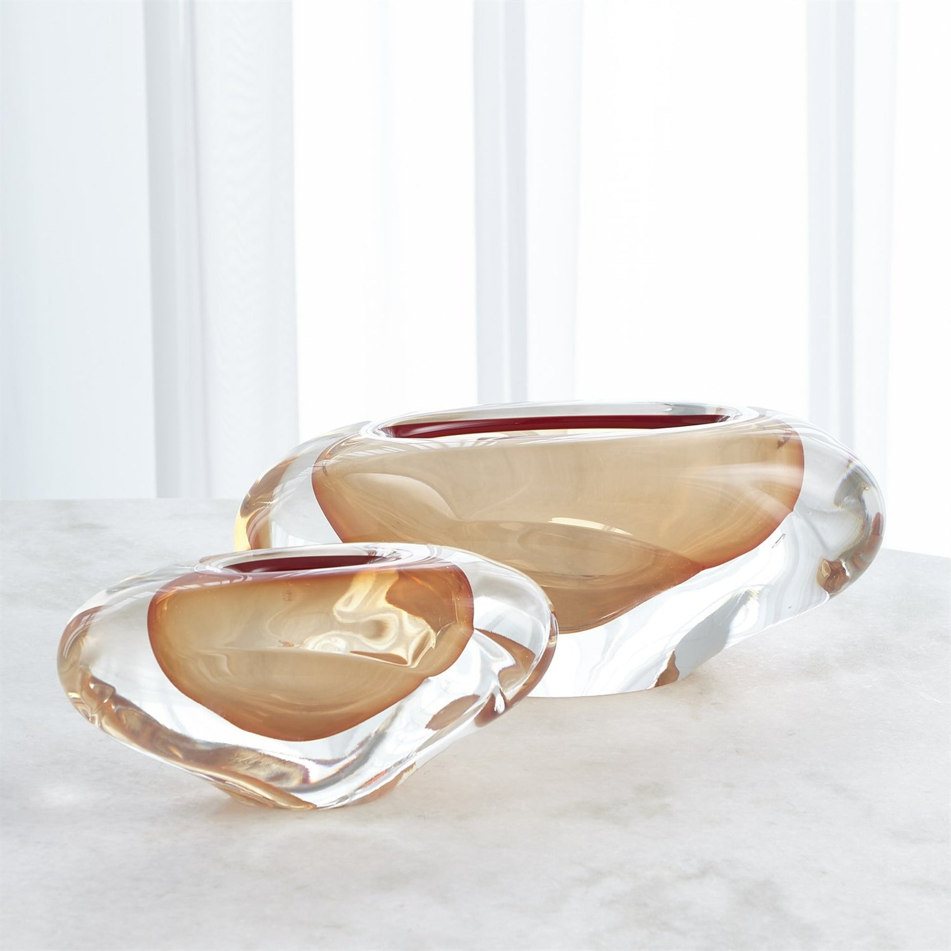 Abstract Bean Vase by Global Views. Made from art glass in a eclectic & global style.